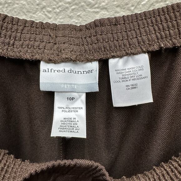 Alfred Dunner Dress Pants Womens Sz Petites 10 Brown Pull on Stretch 2 Pockets - Picture 10 of 12